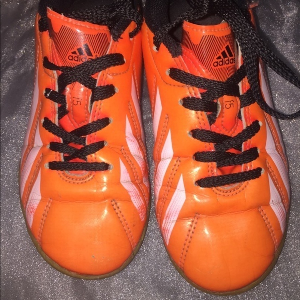 Boys adidas bright orange shoes